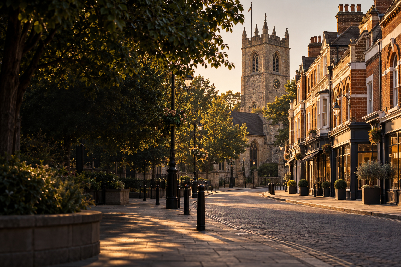Generated town streetscape inspired by Enfield Town