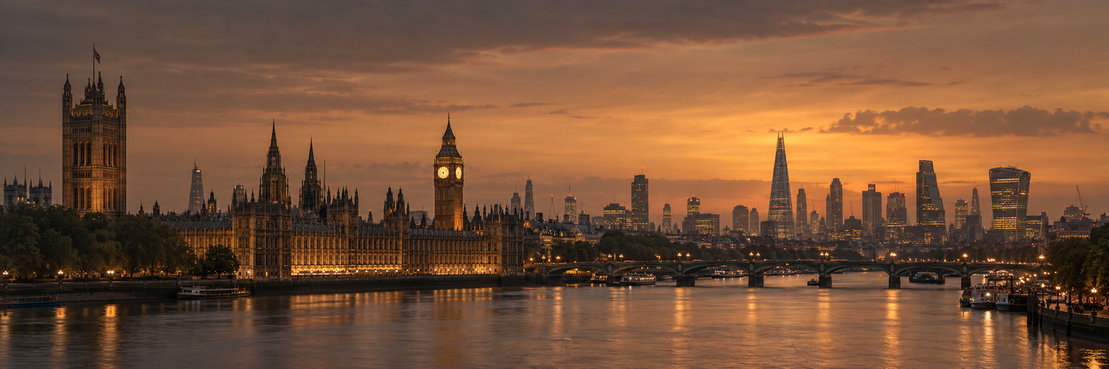 London skyline in warm evening light