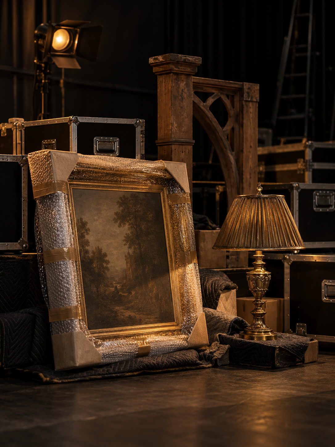 Production props and protected items prepared for transport